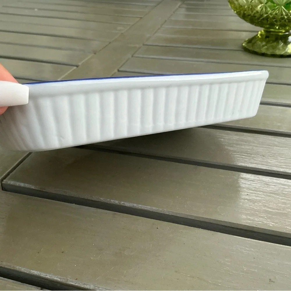 Blue Daisy Flowers Yellow And White Floral Ceramic Baking Dish